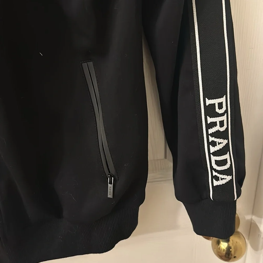 Prada Black Track Jacket with White Logo Tape - Picture 4 of 6